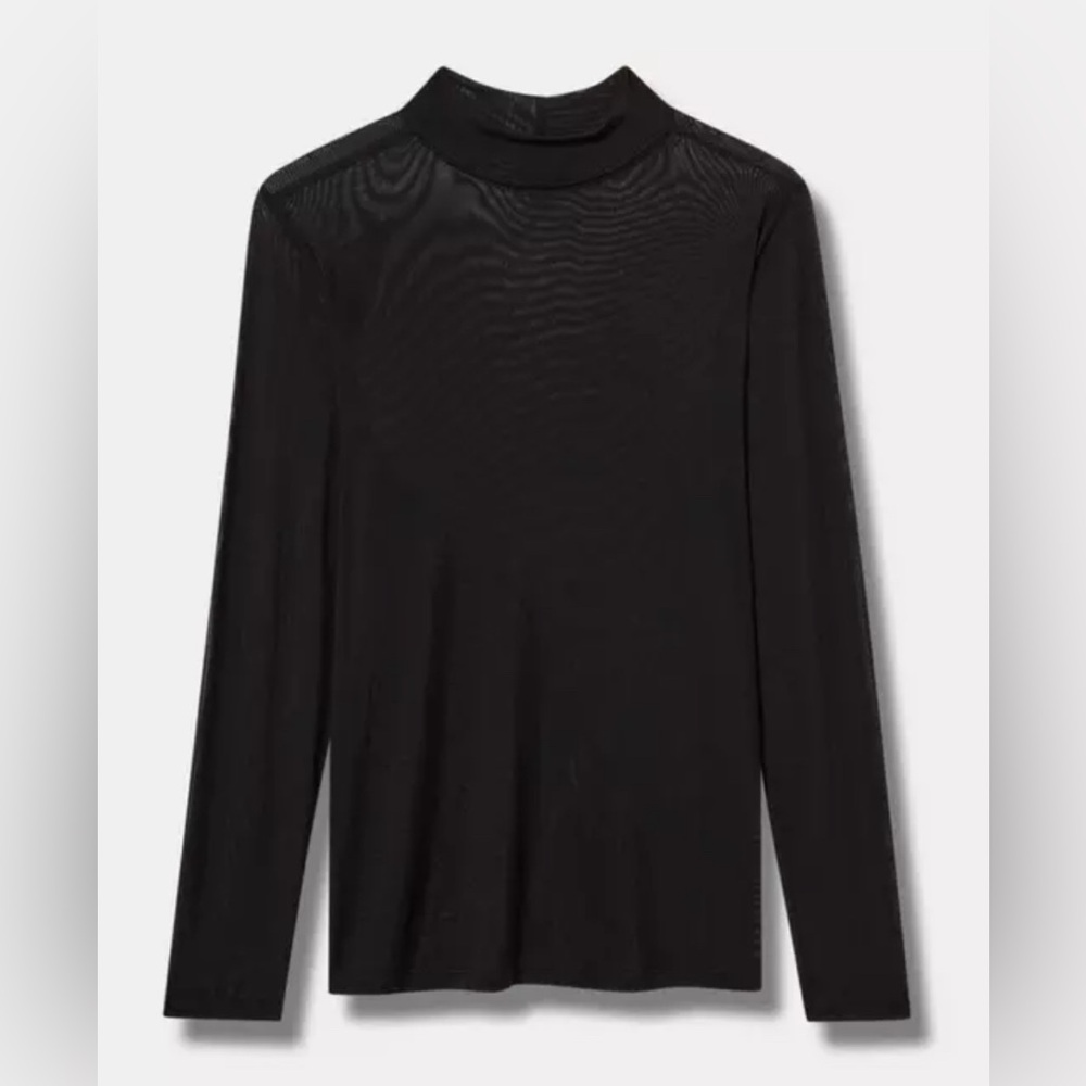 #9248 - Torrid Mesh Mock Neck Long Sleeve Top Black Sheer Stretchy